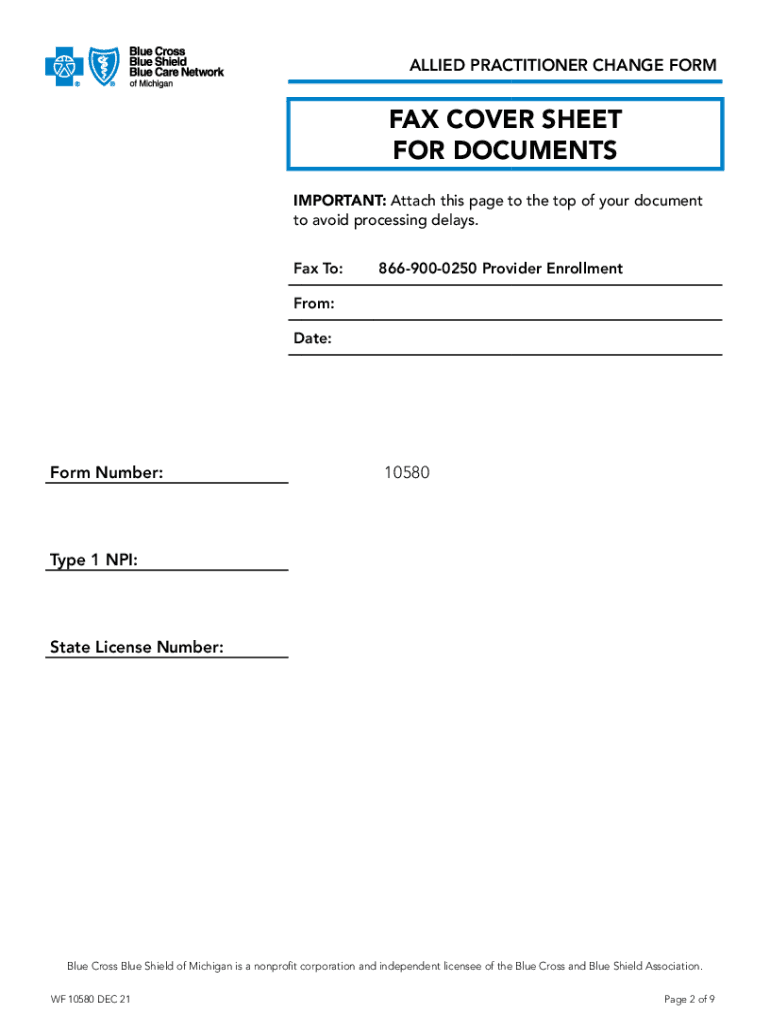 bcbsm practitioner change form Preview on Page 1