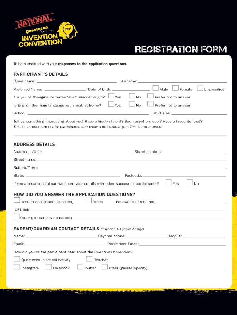 National Questacon Invention Convention Application Pack Preview on Page 1