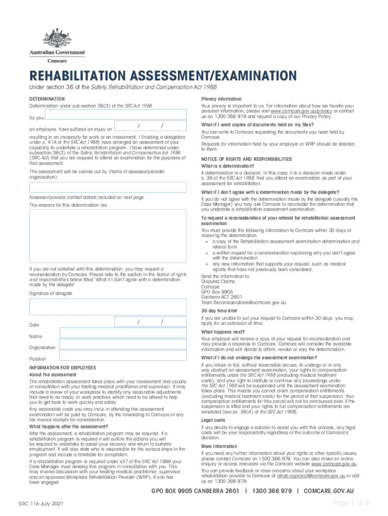 rehabilitation-assessment-or-examination-form Preview on Page 1