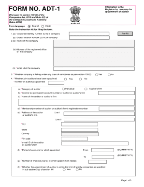 ADT-1 Form for Auditor Appointment