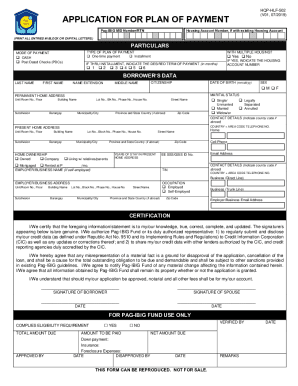 HQP-HLF-502 APPLICATION FOR PLAN OF PAYMENT - Pag-IBIG Fund