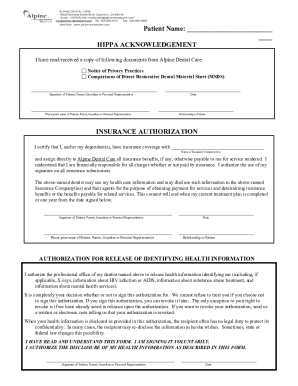 Fillable Online Hipaa Consent Form Dental Office Fax Email Print ...