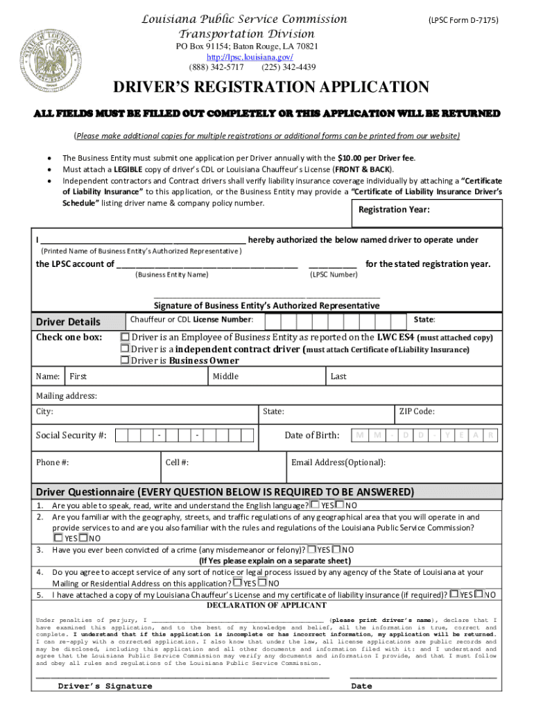 lpsc form d 7175 Preview on Page 1