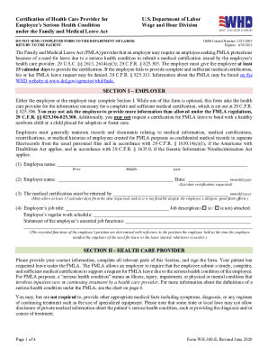 Fillable Online FMLA: FormsU.S. Department of LaborFMLA Form WH-380 ...