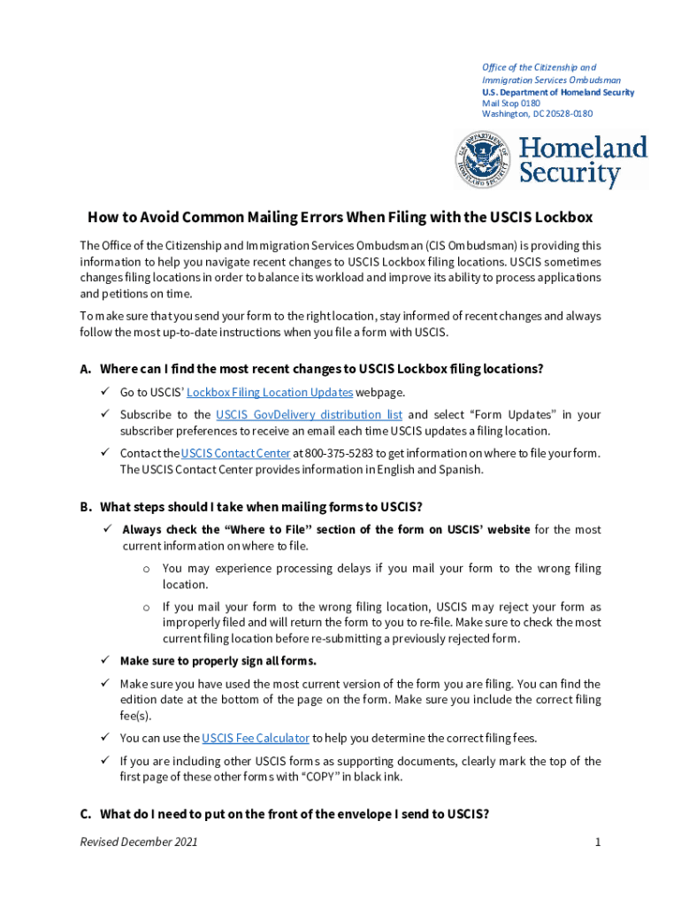 Fillable Online How to Avoid Common Mailing Errors When Filing with the