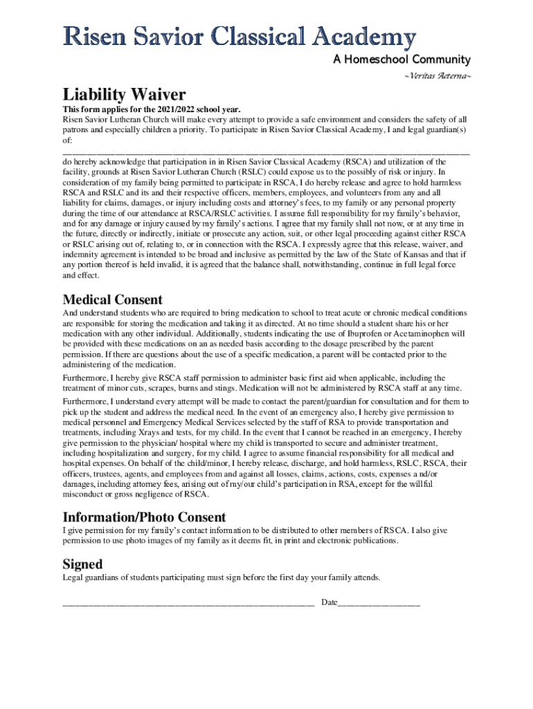 Fillable Online Waiver Form