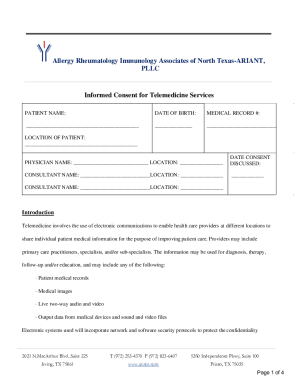 Informed Consent for Telemedicine Services