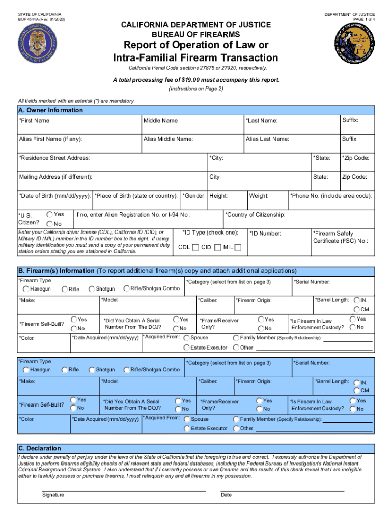 california gun transfer form Preview on Page 1.