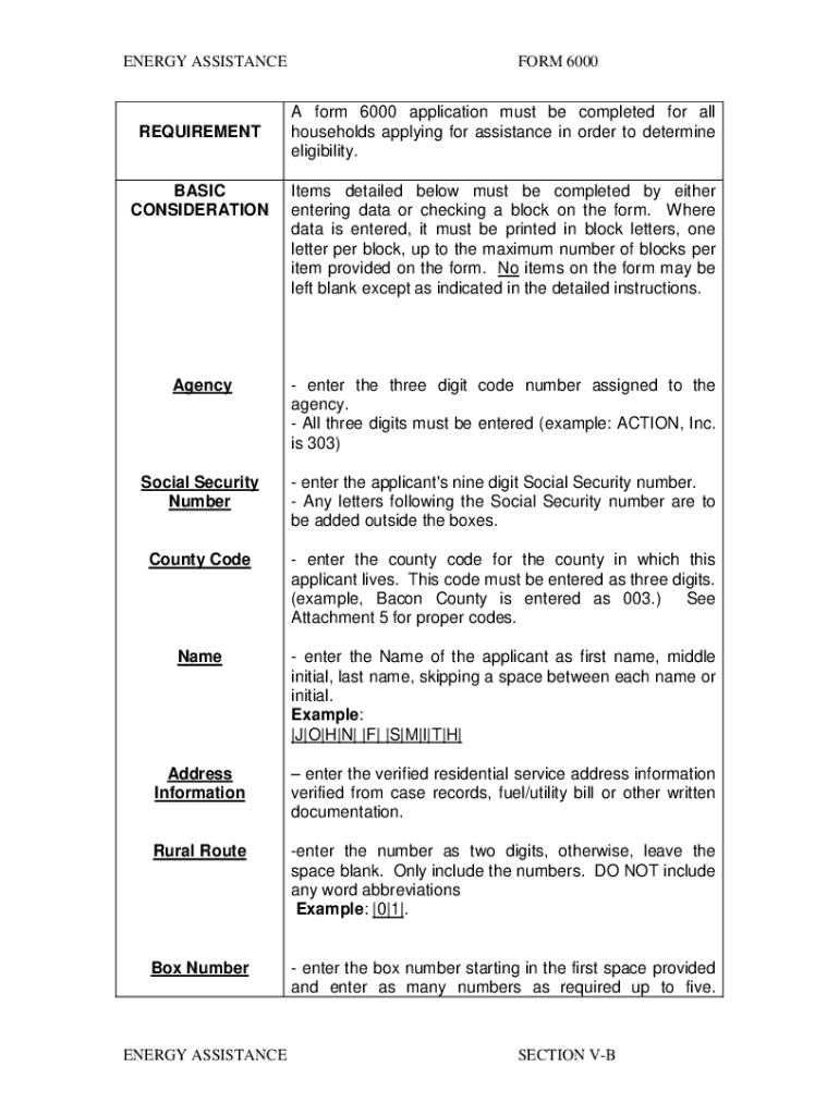 Fillable Online PDF energy assistance form 6000 energy assistance