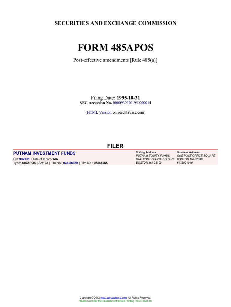 Fillable Online John Hancock Life Insurance Co Files SEC Form 485APOS