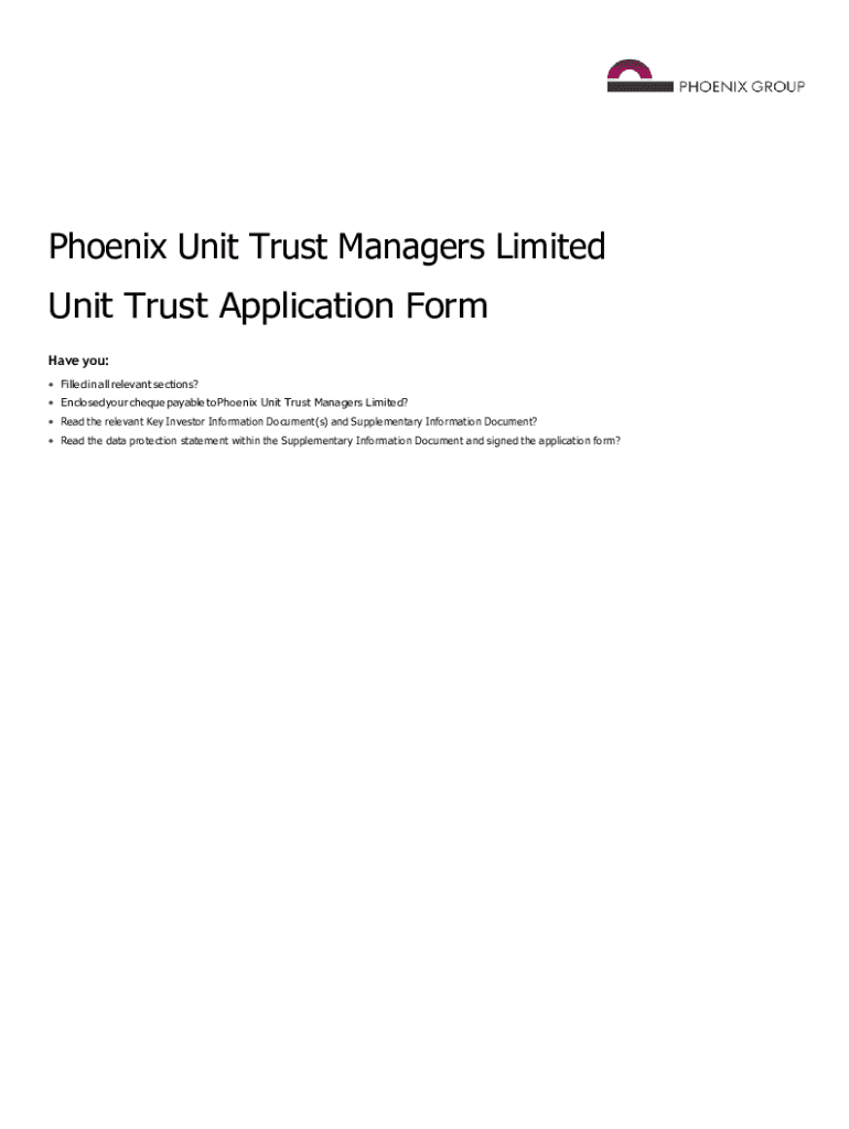 Fillable Online Phoenix Unit Trust Managers Limited Unit Trust ...