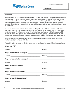 neurosurgery.ucsf.edusitesgPLACE PATIENT LABEL HERE Patient Name: - HomeDepartment of ...