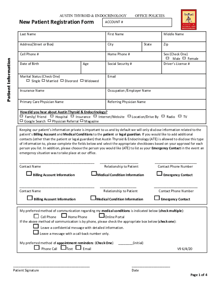 Fillable Online AUSTIN THYROID & ENDOCRINOLOGY Fax Email ... Preview on Page 1