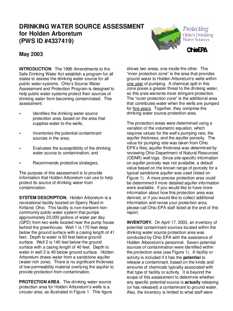 Fillable Online wwwapp epa ohio Safe Drinking Water Act SDWA A Summary