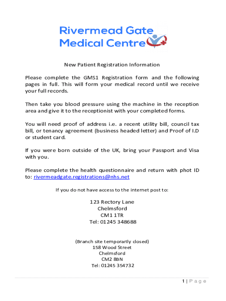 medical centre new registration Preview on Page 1