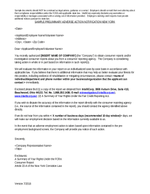 SAMPLE PRE-ADVERSE ACTION NOTIFICATION - HR Screening