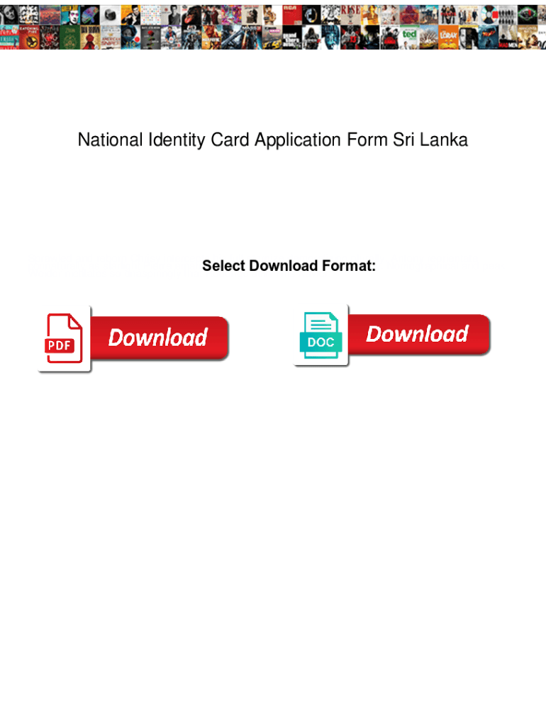 Fillable Online National Identity Card Application Form Sri Lanka