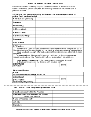 Welsh GP Record Opt-Out Form
