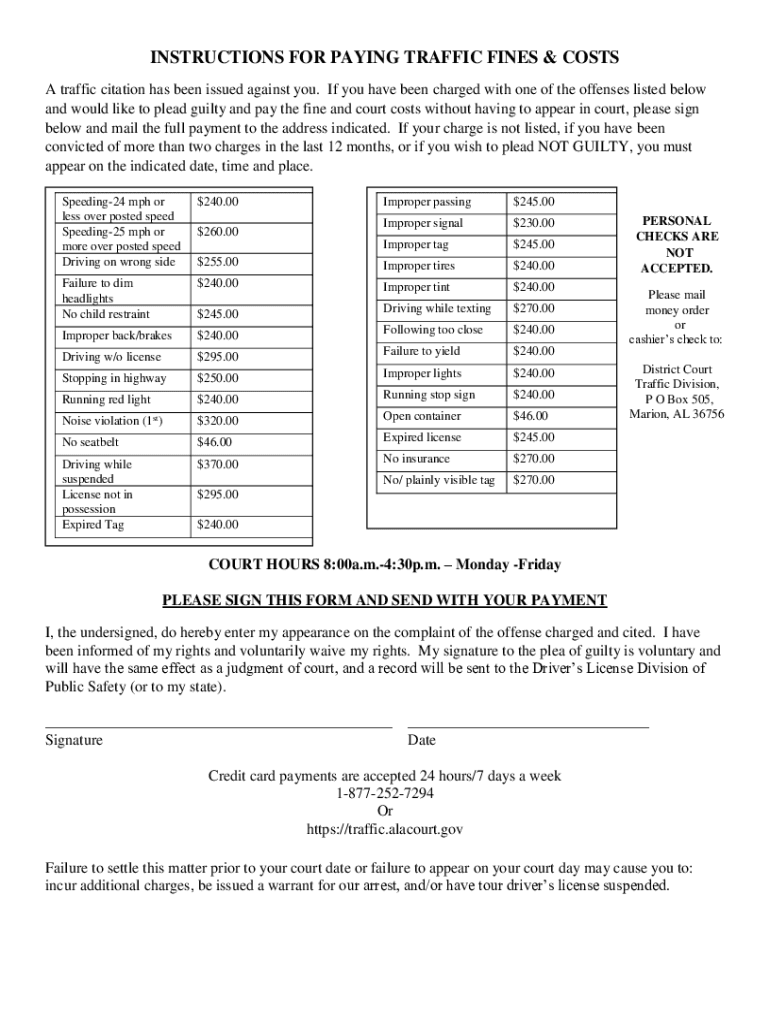 Fillable Online Paying Traffic Tickets and Traffic CitationsMyDMV