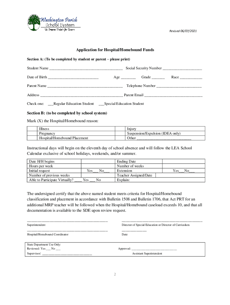 Homebound and Hospital Student Services Policy Preview on Page 1