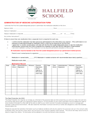 Medicine Authorisation Form