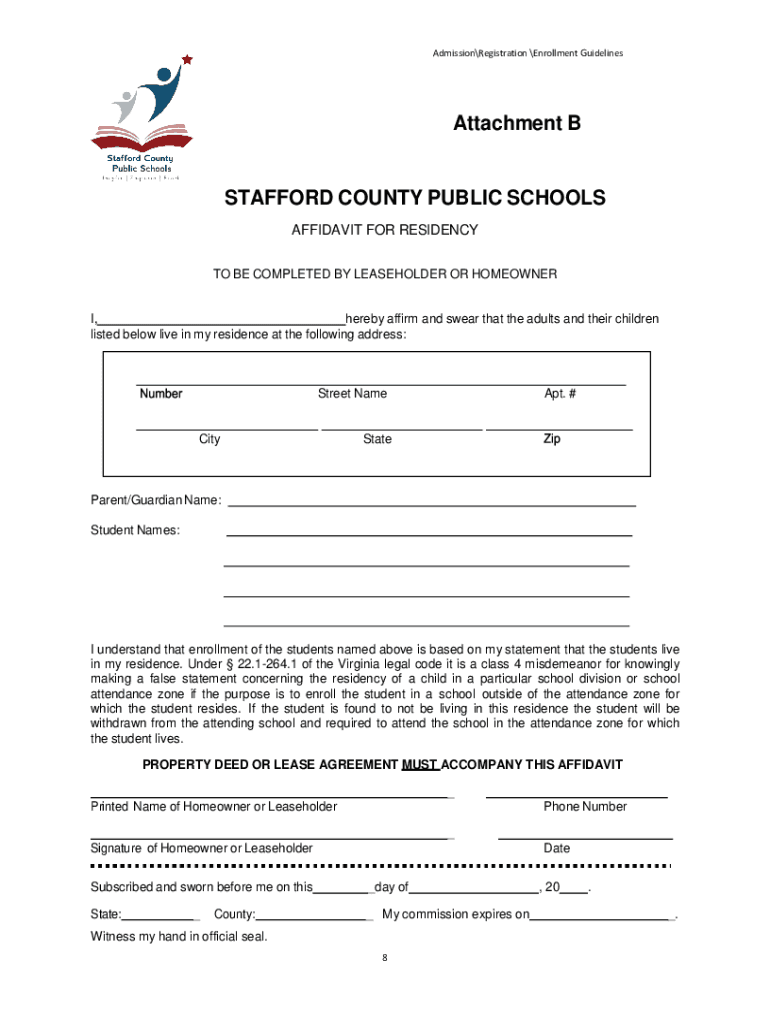 Fillable Online Notarized Affidavit - Stafford County Public Schools ... Preview on Page 1