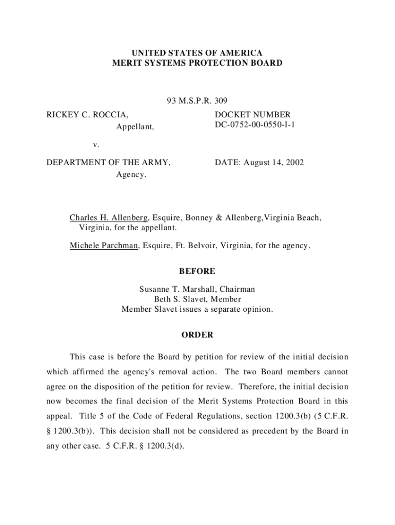 Fillable Online United States Merit Systems Protection Board, An ...