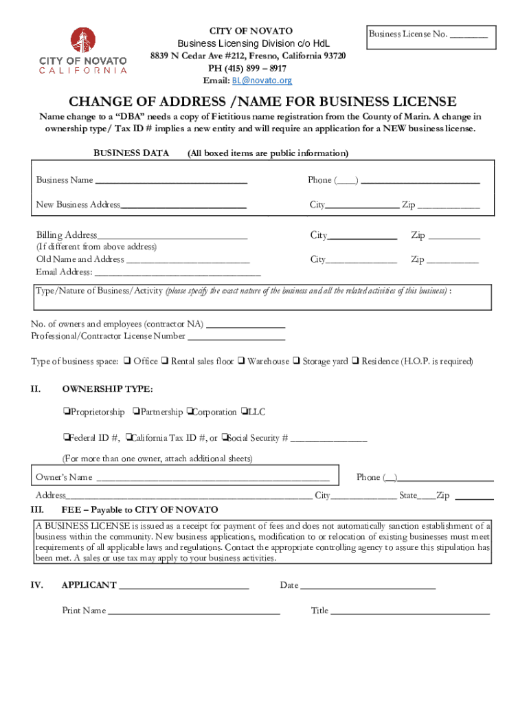 Fillable Online of Novato