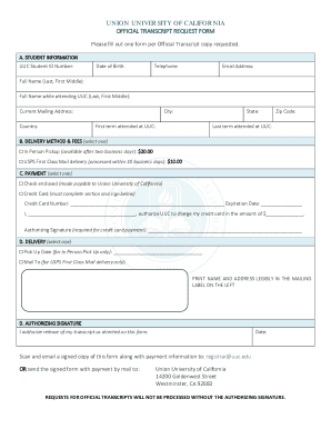 Fillable Online Transcript Request Form John - Fill Out and Sign ...