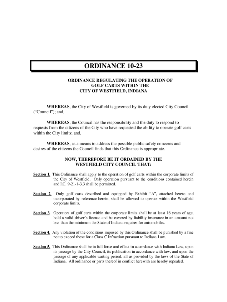 Fillable Online Ordinance