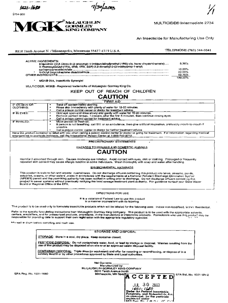 Fillable Online www3.epa.govpesticideschemsearchU.S. EPA, Pesticide ...
