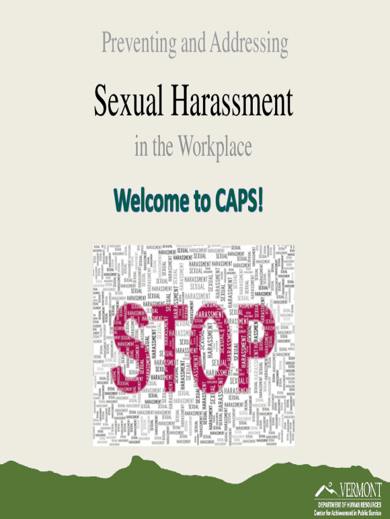 Fillable Online humanresources vermont 4 PRINCIPLES TO PREVENT SEXUAL
