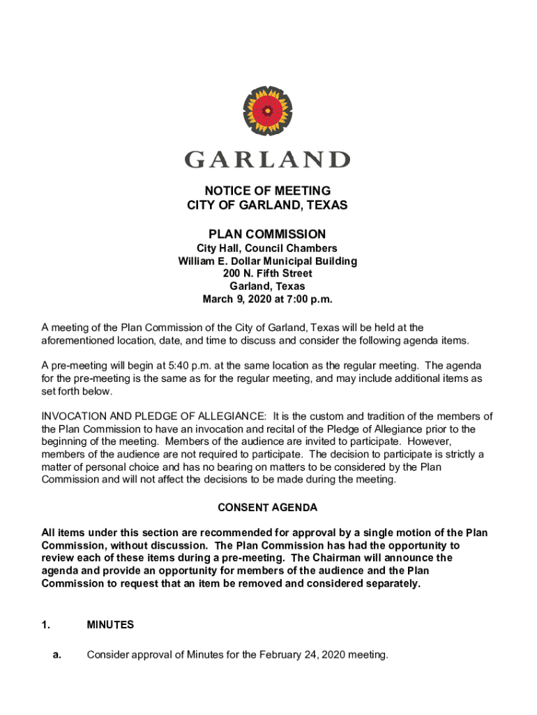 Fillable Online garladocs 2020CITY COUNCIL WORK SESSION City of Garland