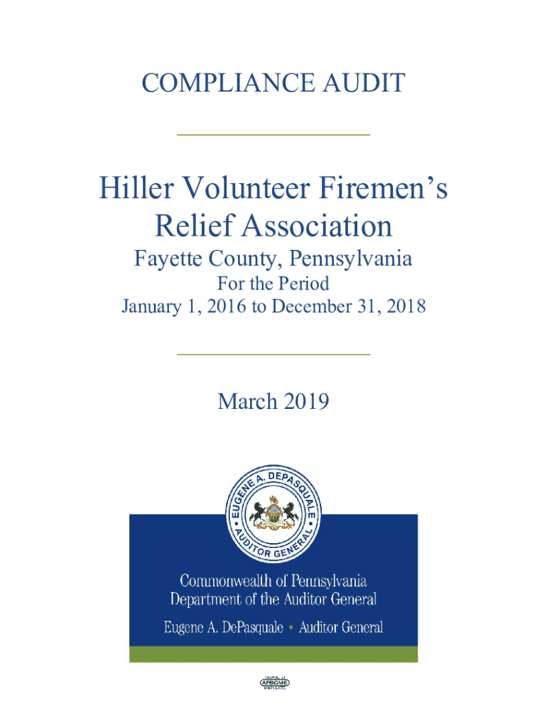 Fillable Online COMPLIANCE AUDIT Fairchance Volunteer Fire Department