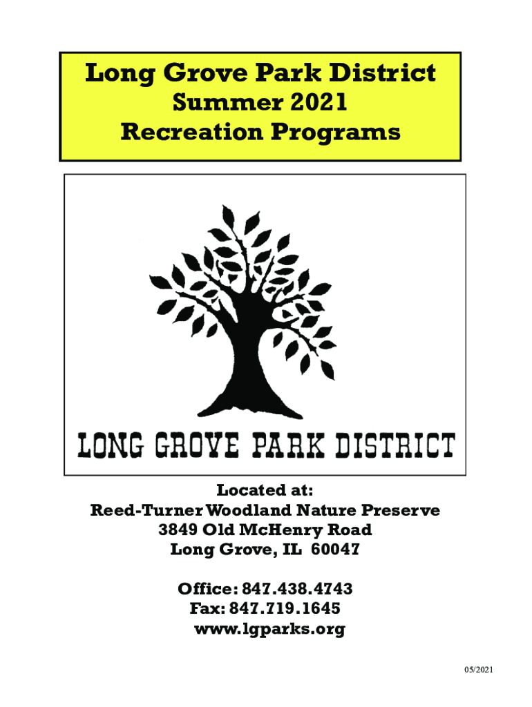 Fillable Online Grove Park District3849 Old