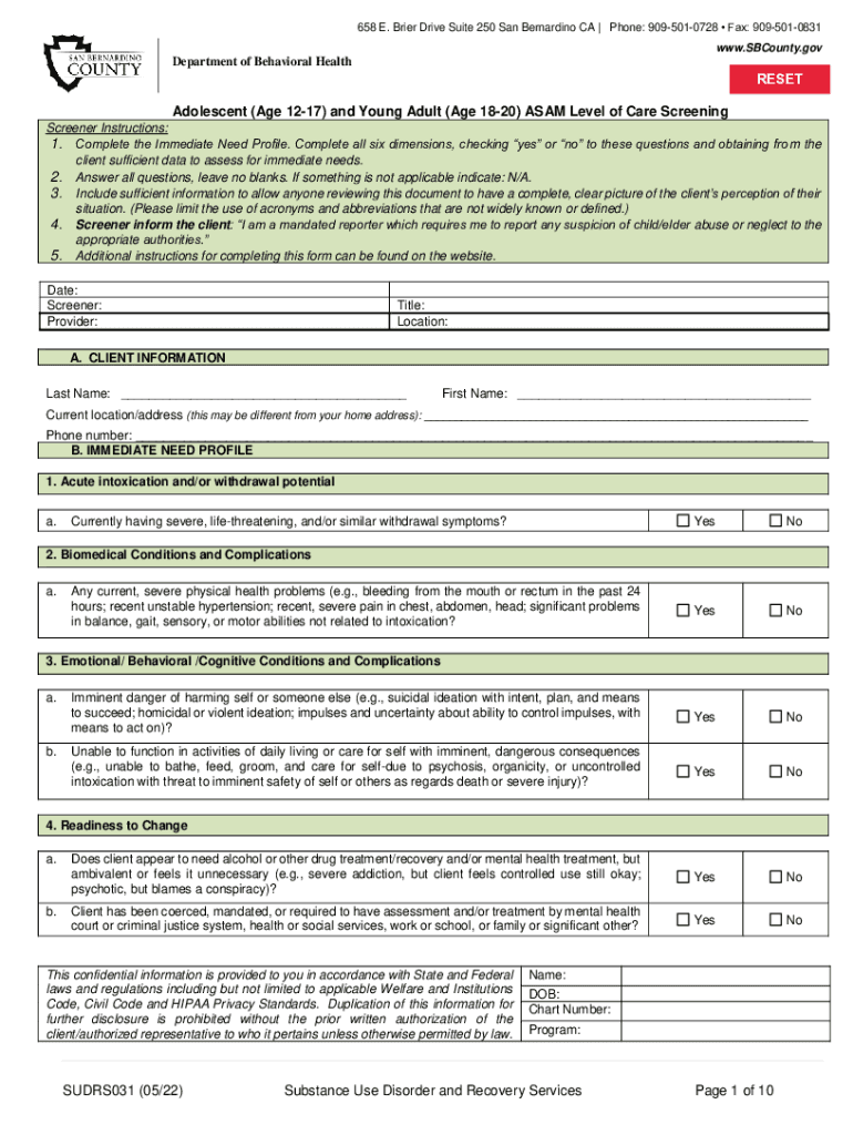 SBCounty Department of Behavioral Health Preview on Page 1