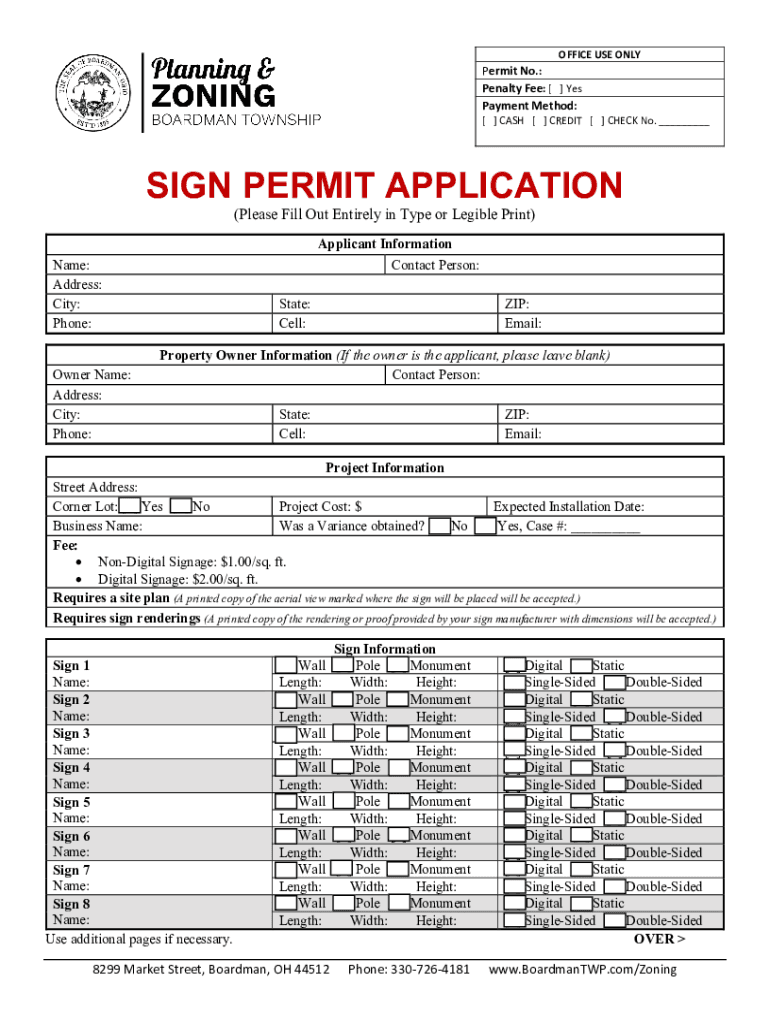 SIGN PERMIT APPLICATION - Boardman Township Preview on Page 1