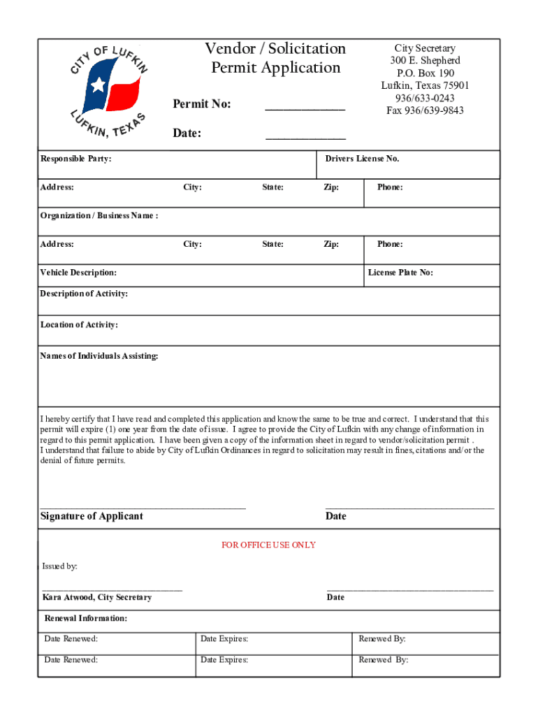 INFORMATION FOR SOLICITORS - City of Lufkin Preview on Page 1
