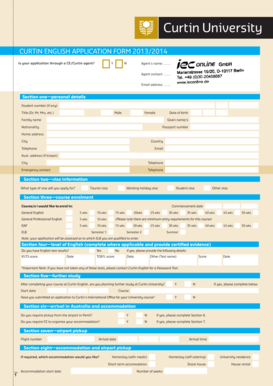 Curtin English Application Form