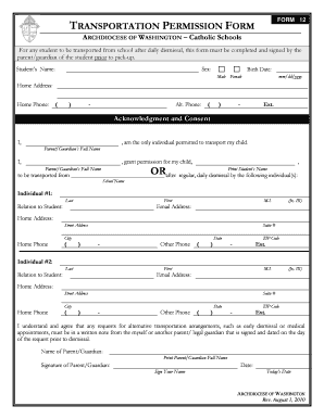 Transportation Permission Form