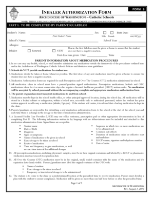 Inhaler Authorization Form