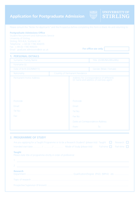 Postgraduate Admission Application