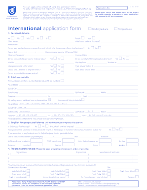 University of South Australia International Application Form