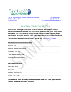 AG Bell Academy CEU Request Form
