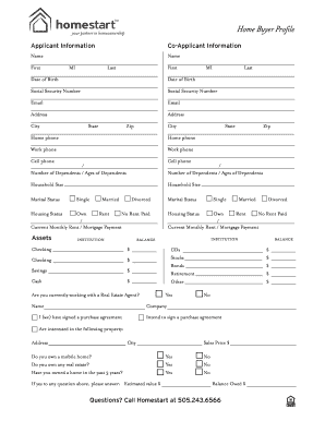 Home Buyer Profile Form