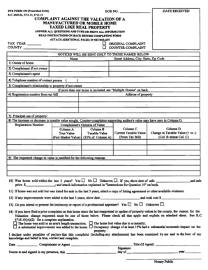 Ohio Manufactured Home Valuation Complaint Form