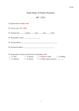 Panel Study of Family Dynamics Questionnaire