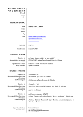 F O RM A T O  E U R O P E O   P E R  I L  C U R R I C U L U M   V I T A E