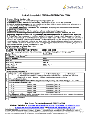 Lyrica Prior Authorization Form