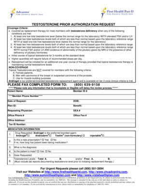 Testosterone Prior Authorization Request Form